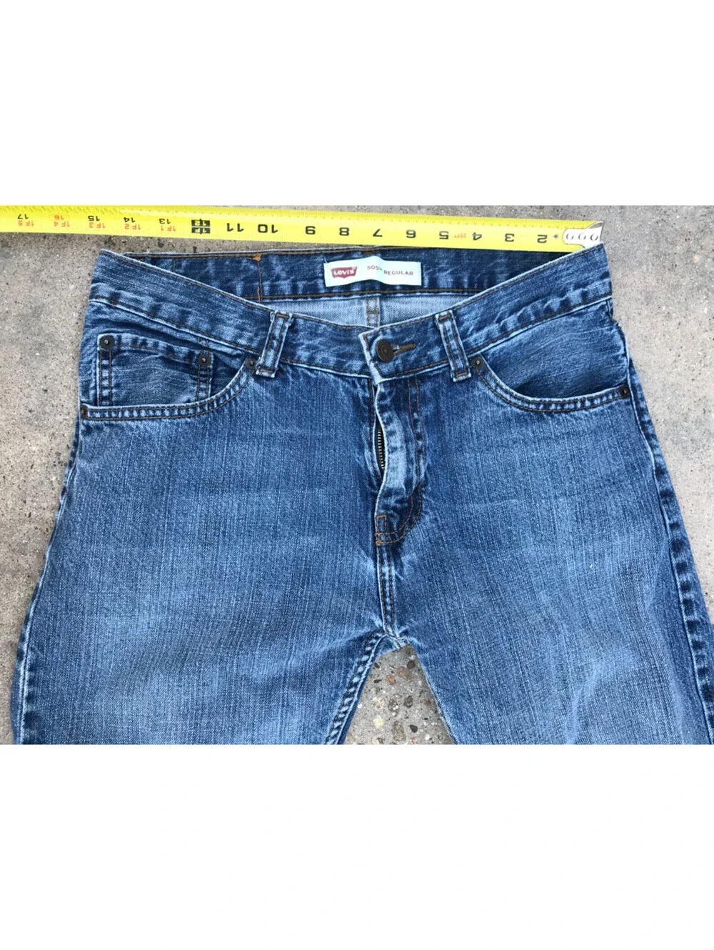 Levis 505 Mens Blue Denim Jeans 18 Regular 29x29 Med Wash Lite Fading no Tab